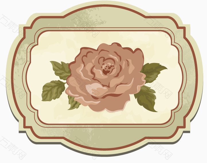 欧式复古玫瑰花标签