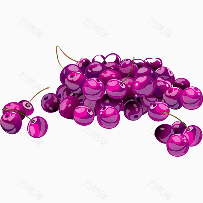 手绘紫色樱桃