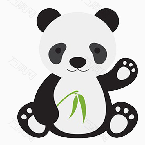 手绘卡通熊猫竹子素材