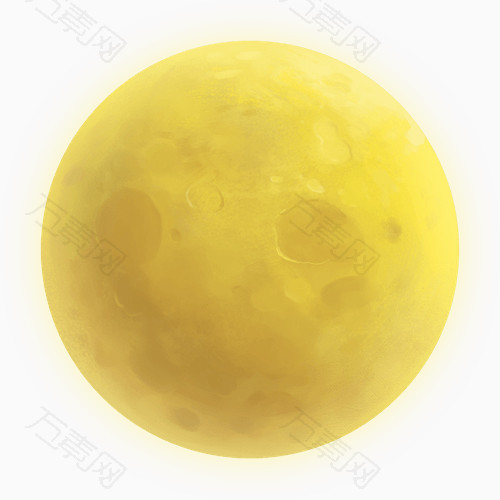 黄色中秋节素材月亮手绘png透明