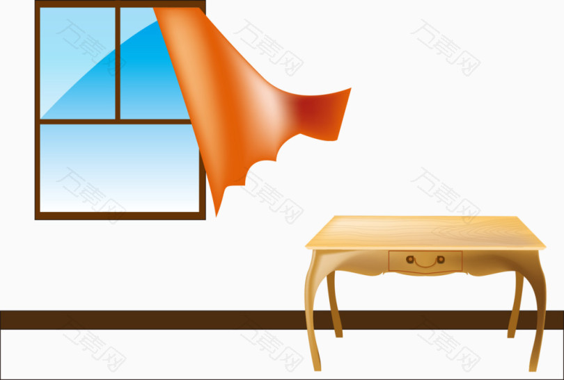 矢量窗户与桌子
