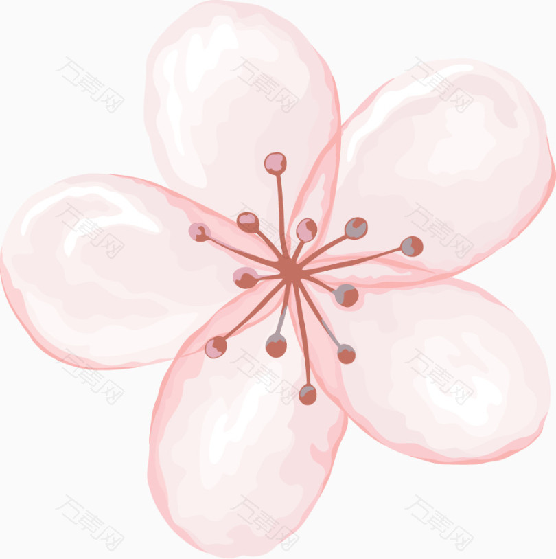 水粉画粉色桃花