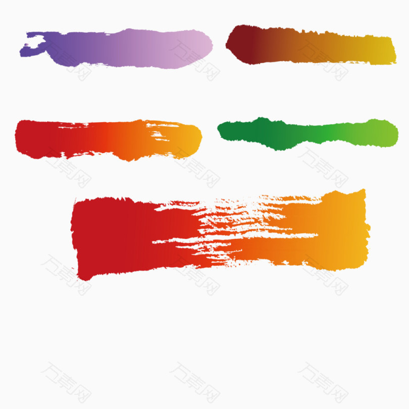 彩色油画笔刷书法矢量