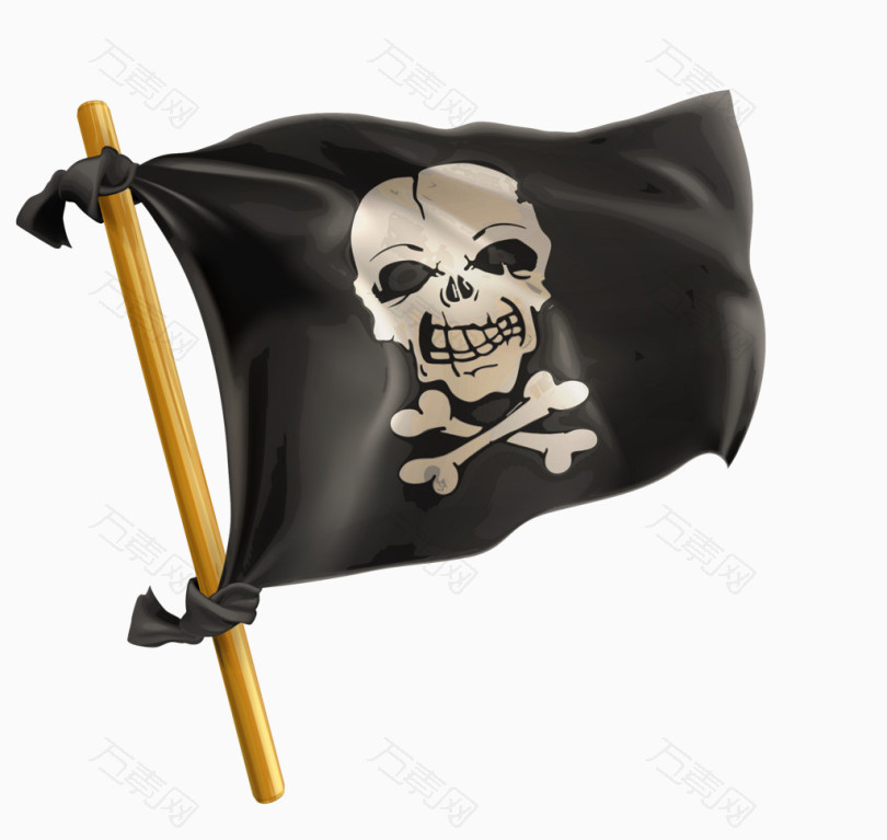矢量卡通旗帜海盗旗素材黑色