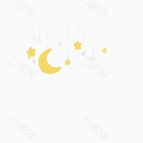 悬挂的月亮星星卡通手绘