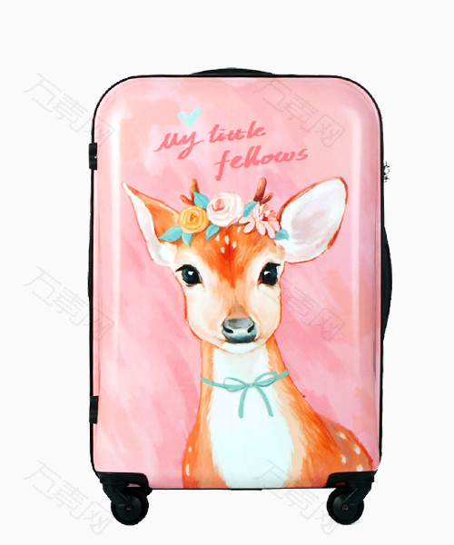 卡通手绘唯美小鹿粉色旅行箱