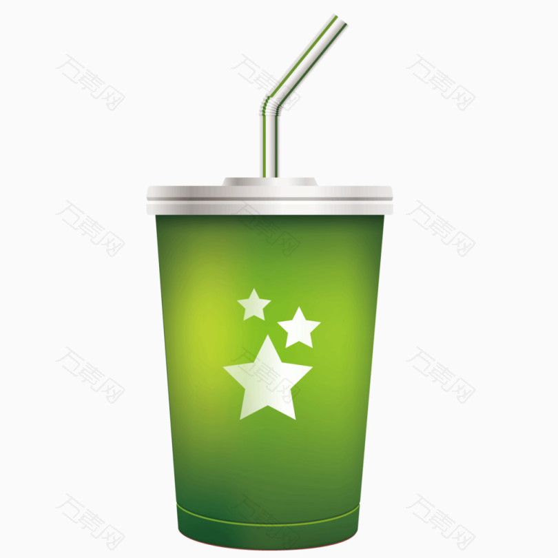 矢量一次性杯子绿色质感饮料杯