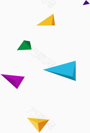 漂浮彩色立体三角形元素