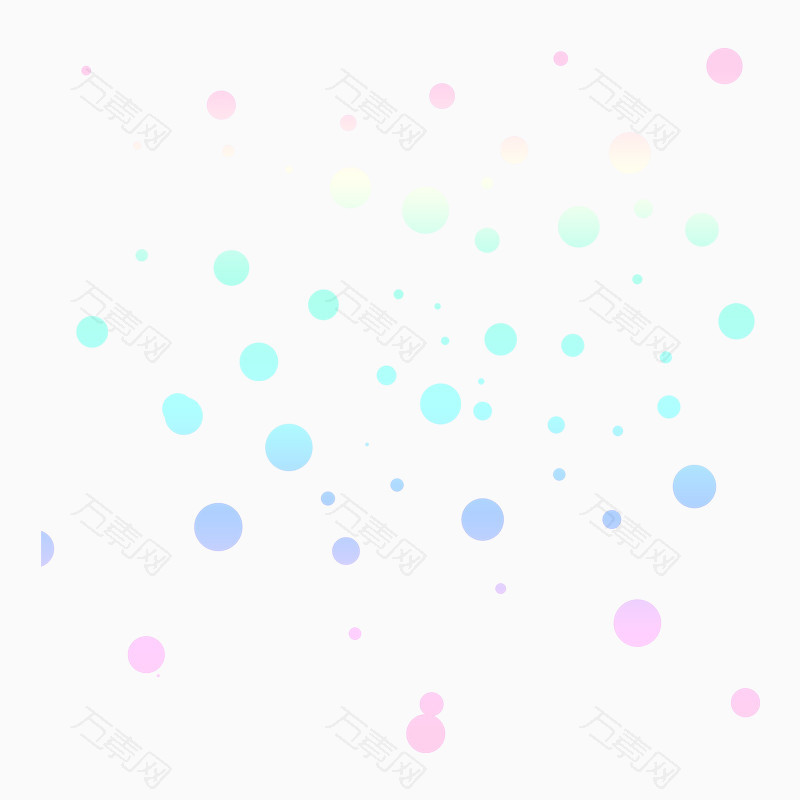 蓝粉色渐变圈圈透明漂浮元素