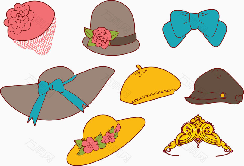矢量图造型各异的帽子