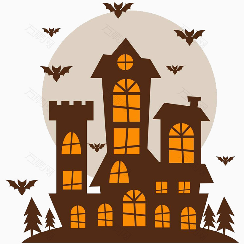 蝙蝠环绕的鬼屋城堡