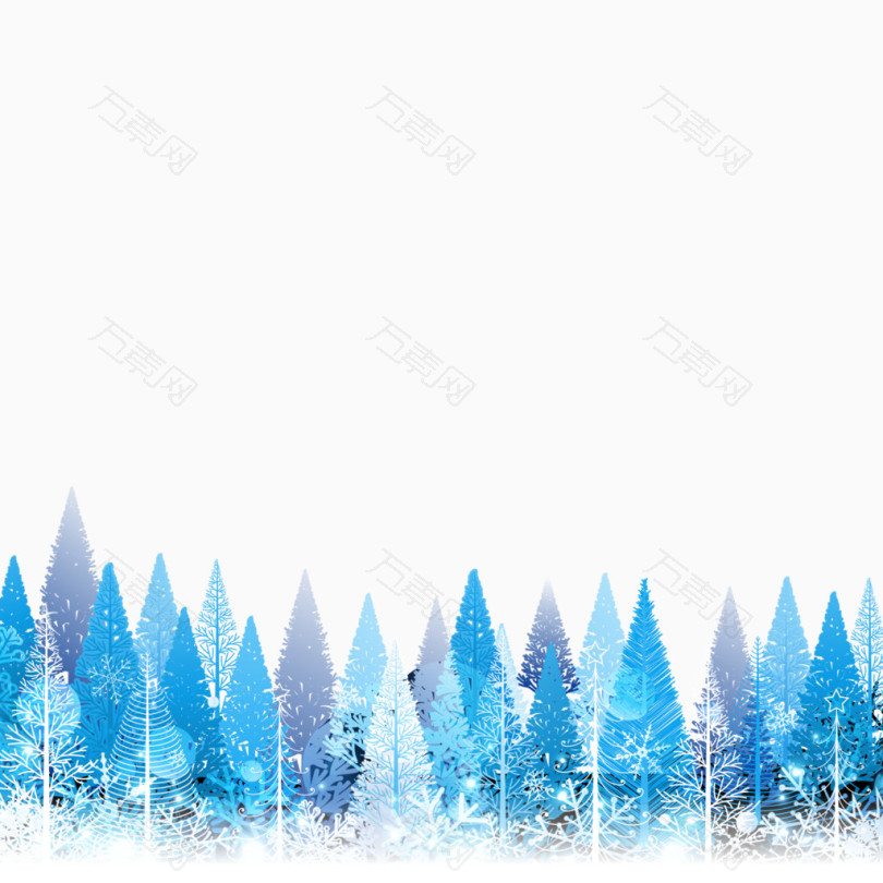 蓝色冬天松树林
