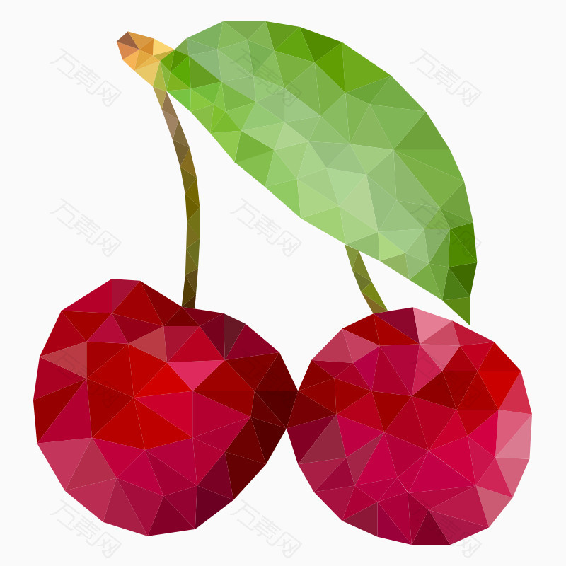 卡通水果多边形水果樱桃