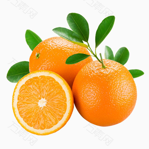 新鲜橙子一半橙子