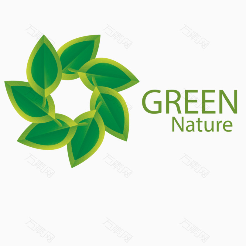 矢量绿叶子店铺logo设计