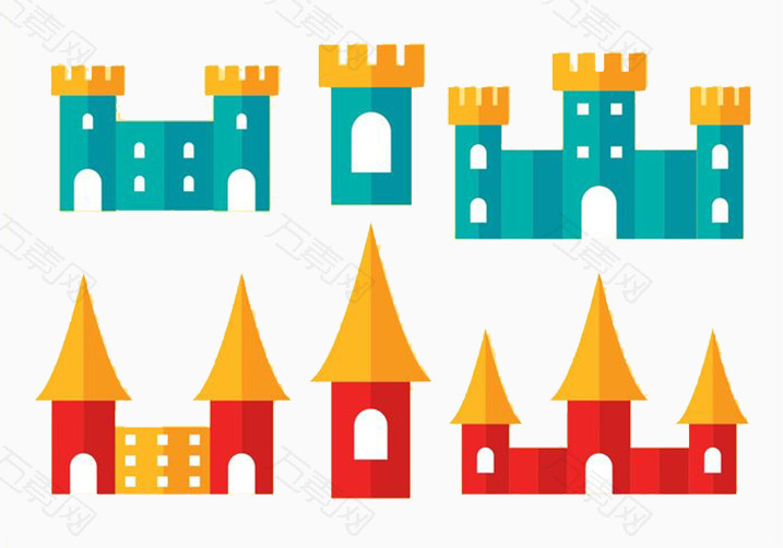 蓝色红色城堡古典