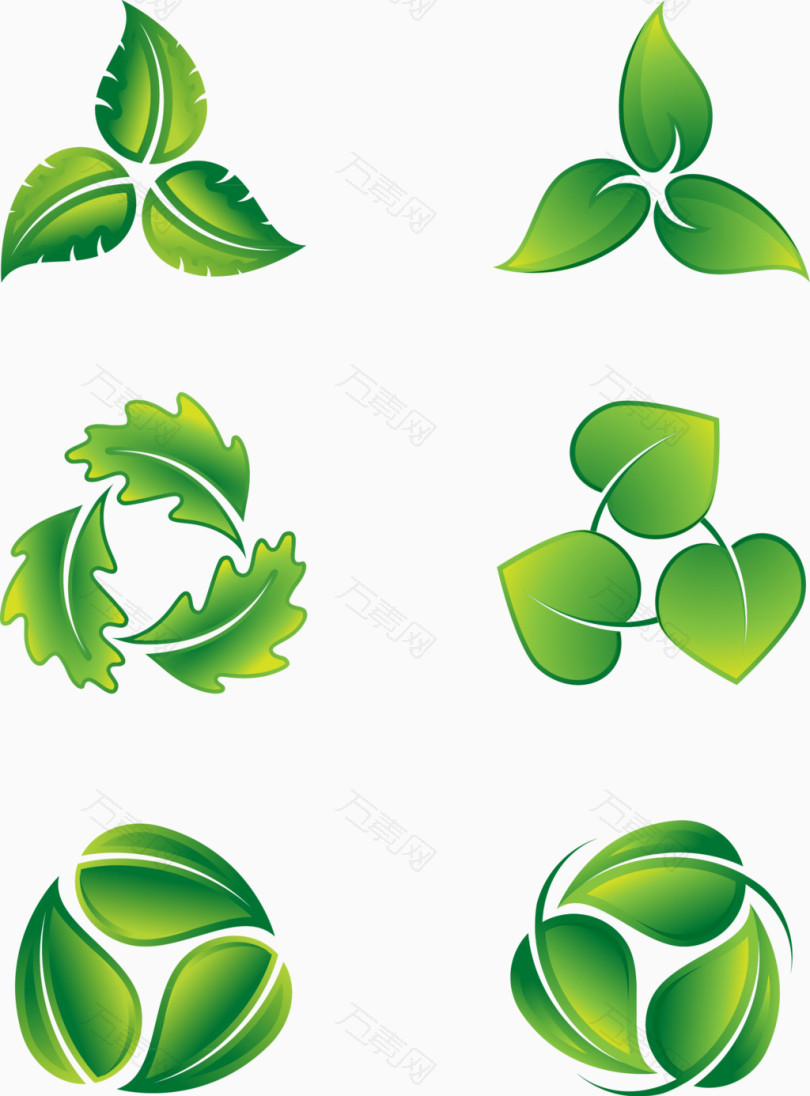 绿色矢量树叶生态图标