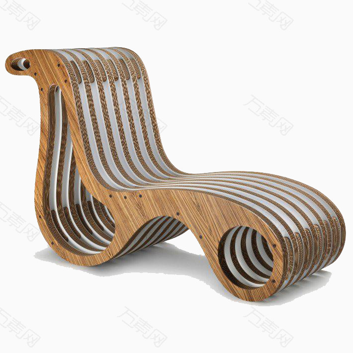 木色弯曲条纹凳子