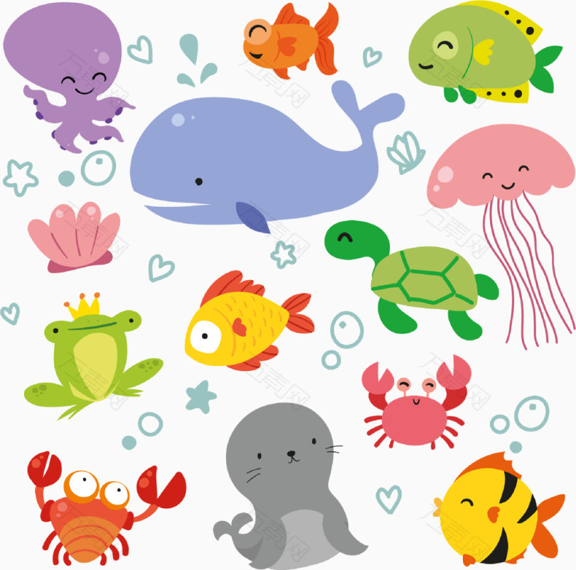 卡通手绘海洋动物