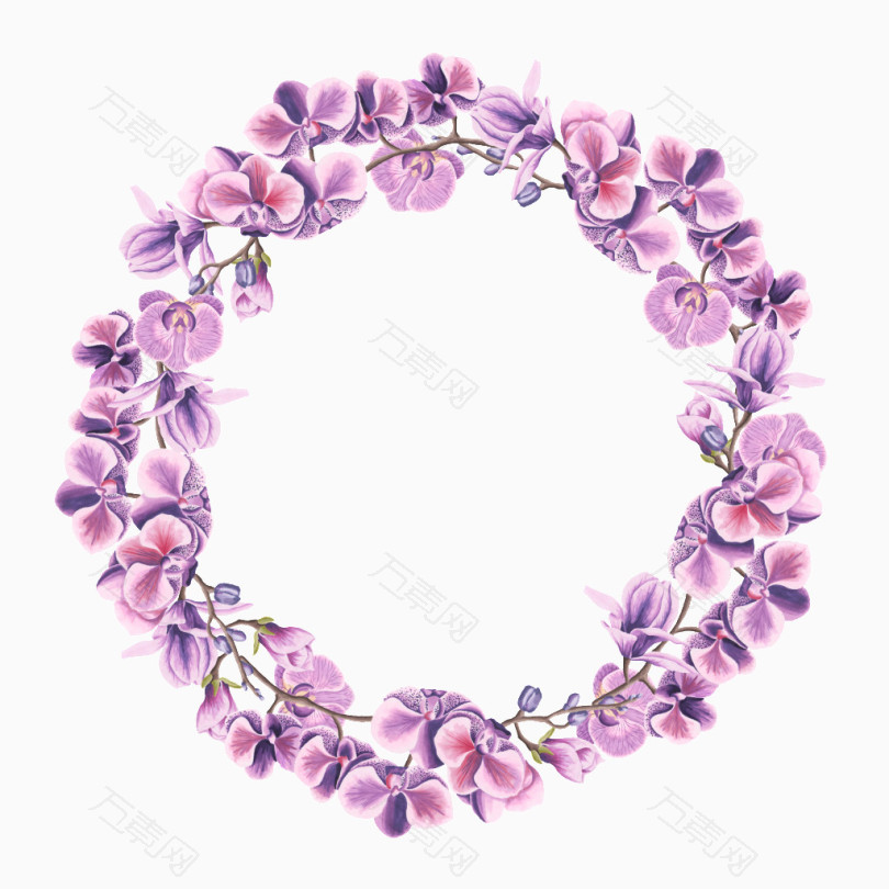 紫色花环水彩
