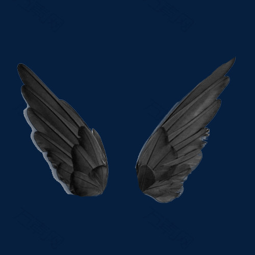 黑色翅膀卡通手绘装饰元素
