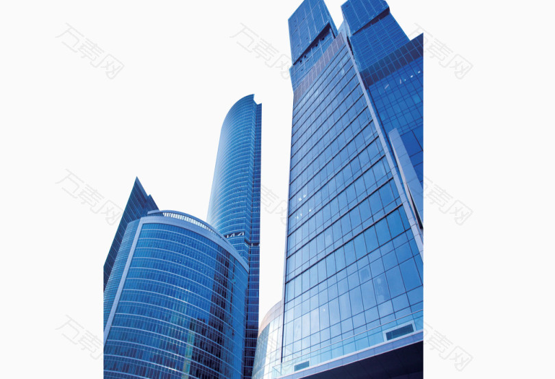 蓝色玻璃墙大气现代化办公楼