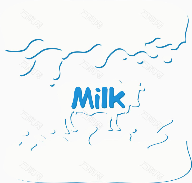 白色牛奶绘制奶牛图标矢量图