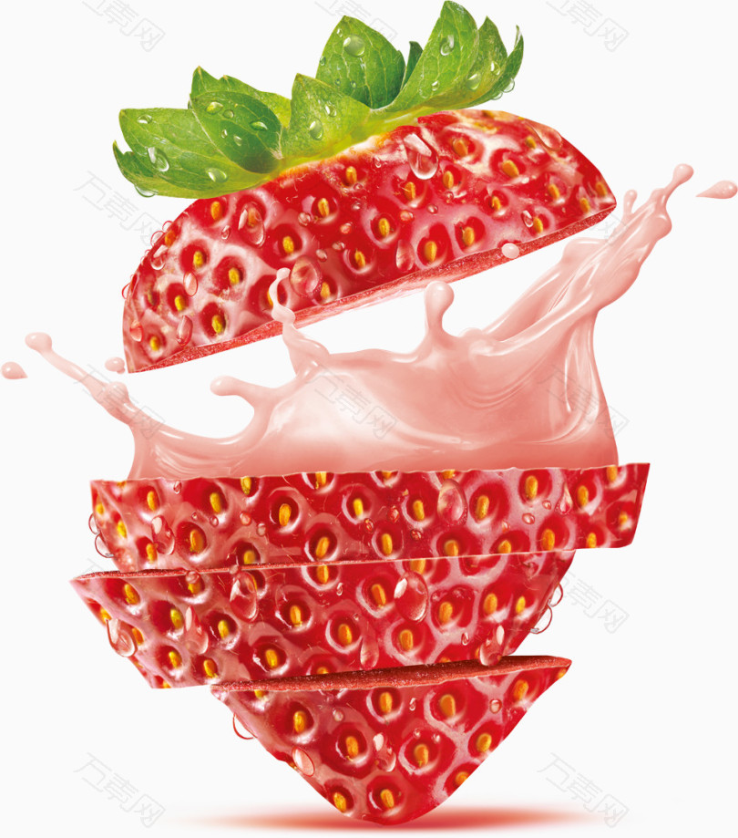 草莓切片果汁牛奶