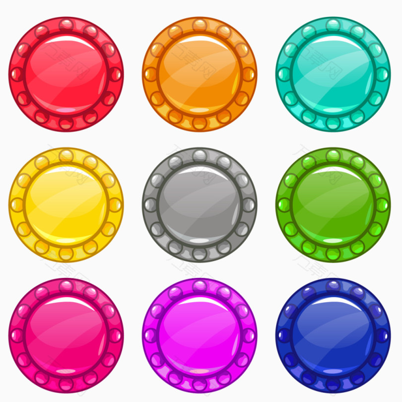 9款彩色水晶效果圆形按钮