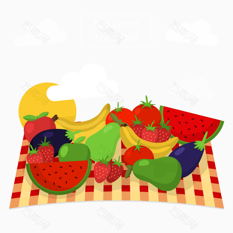 水果蔬菜桌布矢量