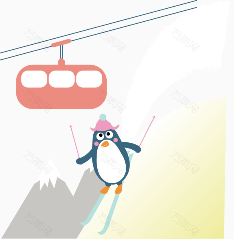 雪山滑雪企鹅