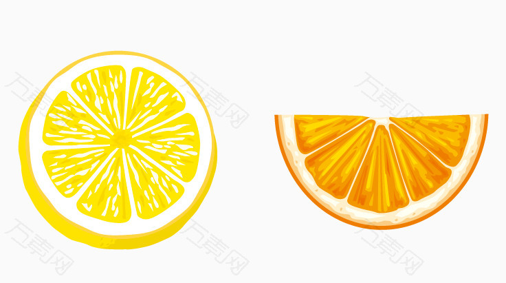 卡通手绘水果切开的柠檬