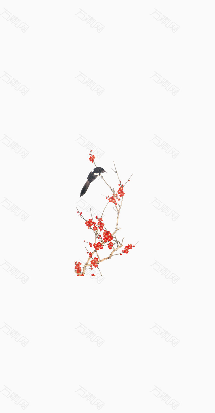 中国风红色手绘梅花