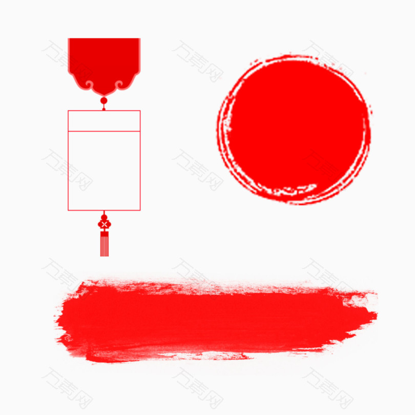 中国风红色墨迹传统标题栏