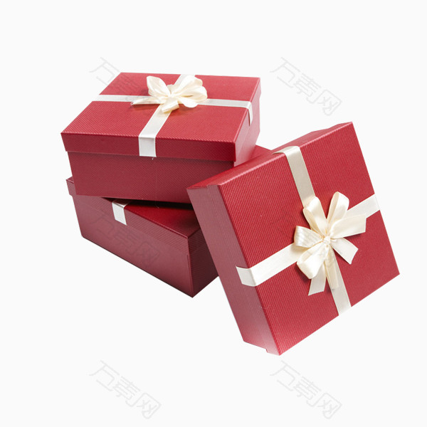 红色白色蝴蝶结礼物盒