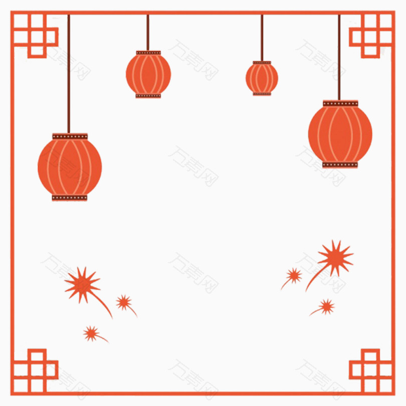 中国风中式边框里的红灯笼