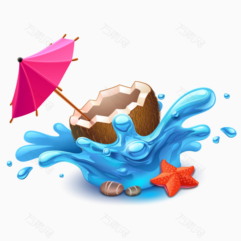 海浪雨伞沙滩