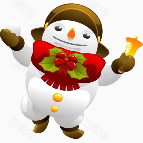 可爱的圣诞老人与雪人矢量素材