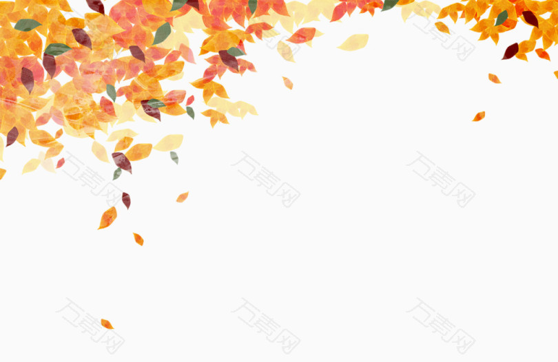 金黄色树叶飘落秋天背景