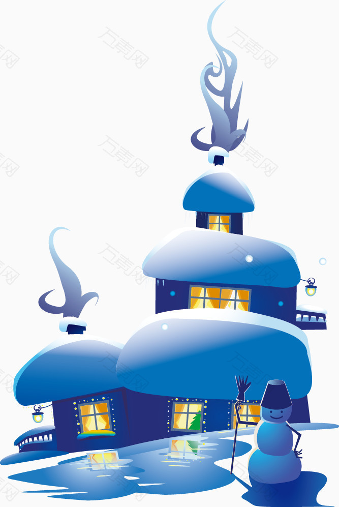 蓝色的雪屋