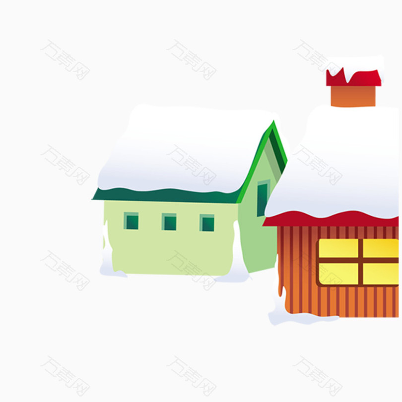 雪中的卡通房屋组合