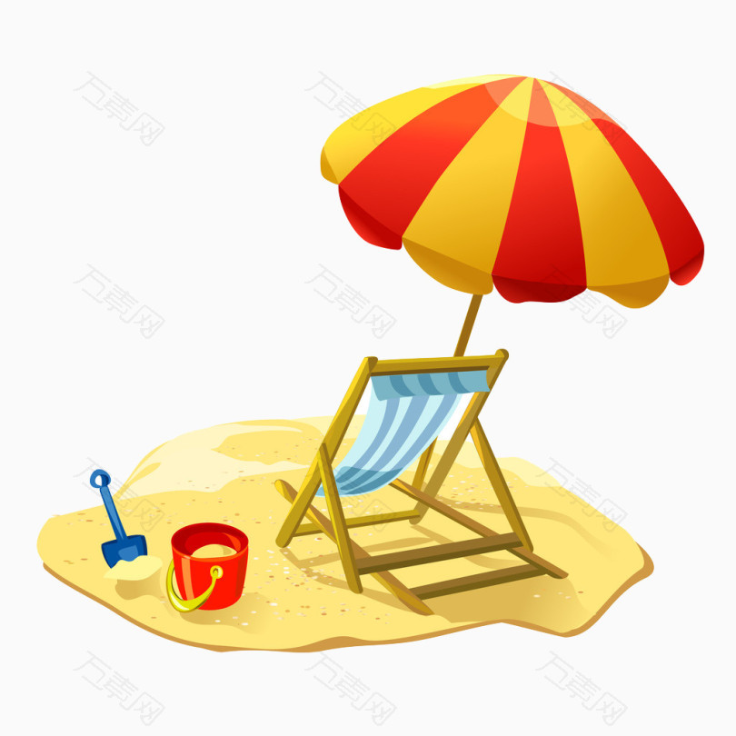 夏日海边沙滩太阳伞图案