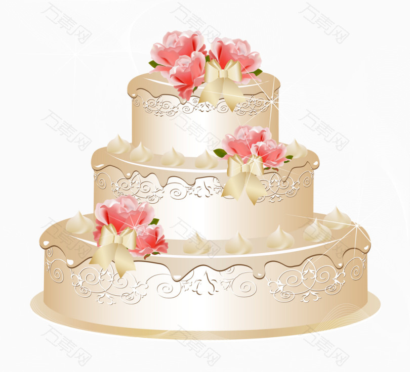 矢量婚礼三层蛋糕