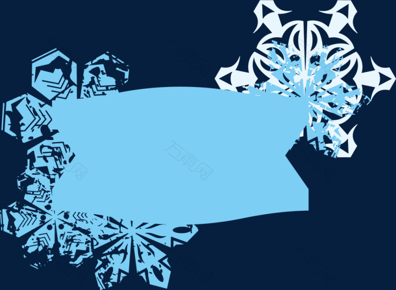 蓝色雪花冰雪边框素材