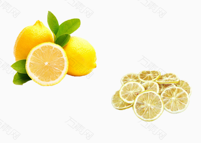 清新新鲜柠檬与柠檬片