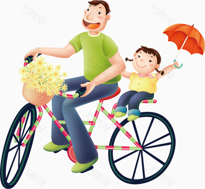 父亲节元素爸爸骑自行车