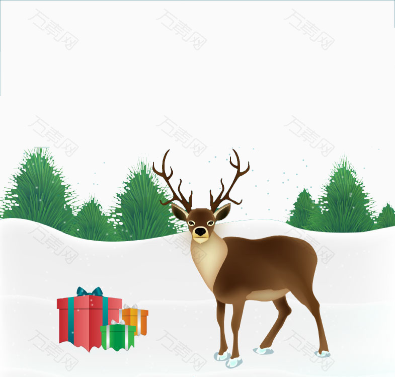 圣诞节雪地麋鹿背景矢量素材