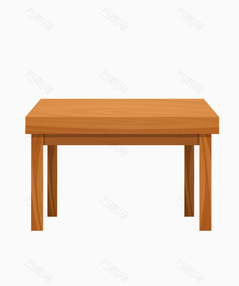 矢量黄色长方形桌子木质