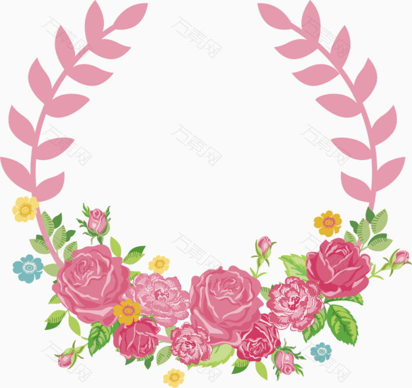 粉玫瑰花藤装饰元素