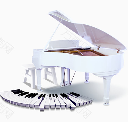 白色钢琴和琴键